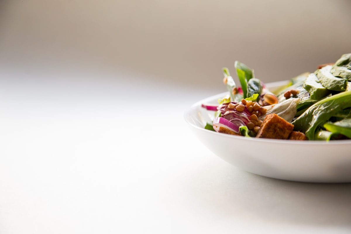 Leafy green vegetables and fresh herbs